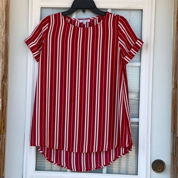 Take 50% OFF- A Dip of Darling Red&White Striped Top, Size-S - Picture 1 of 6